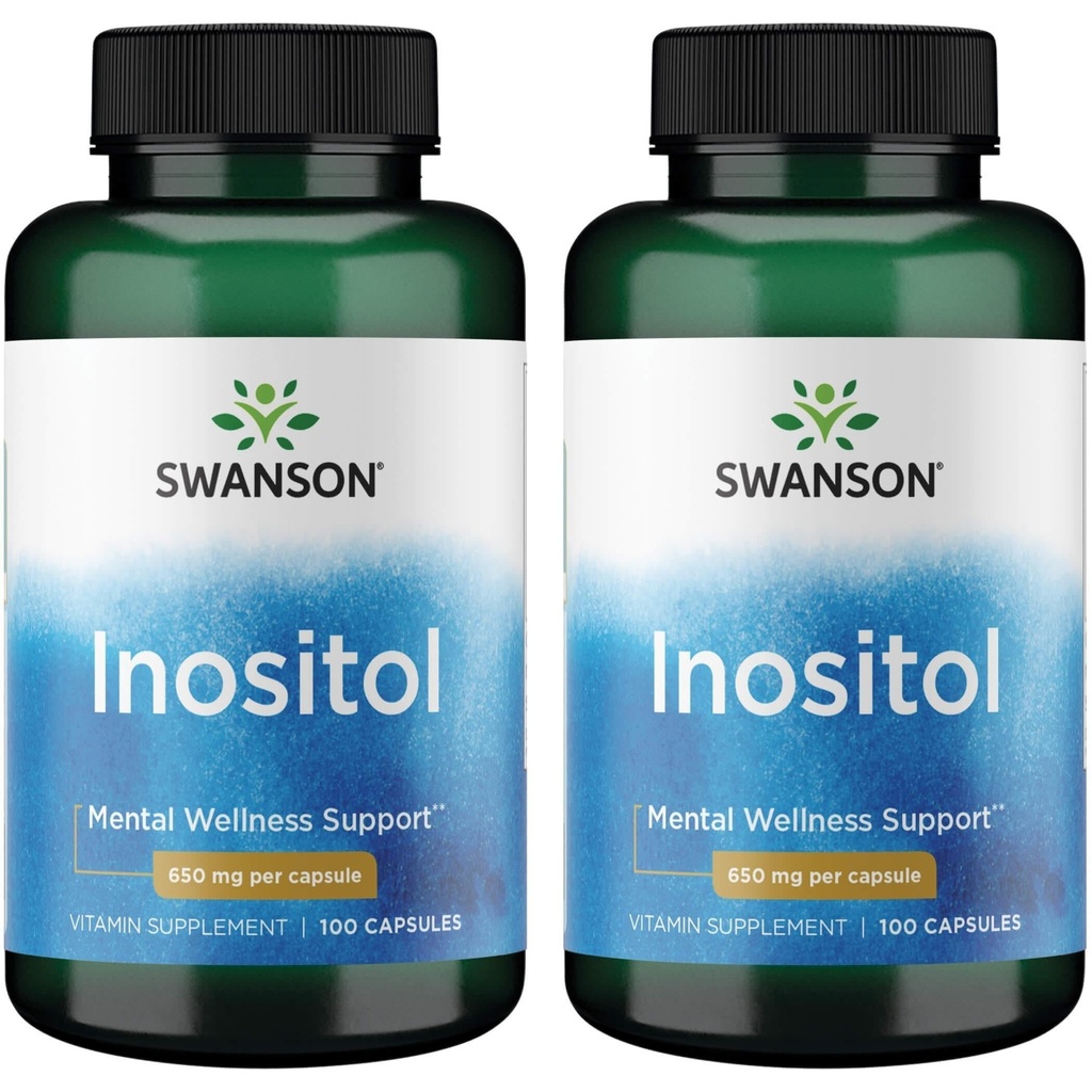 Swanson Inositol 650 Miligramy 100 Kapsułek (2 opakowania)