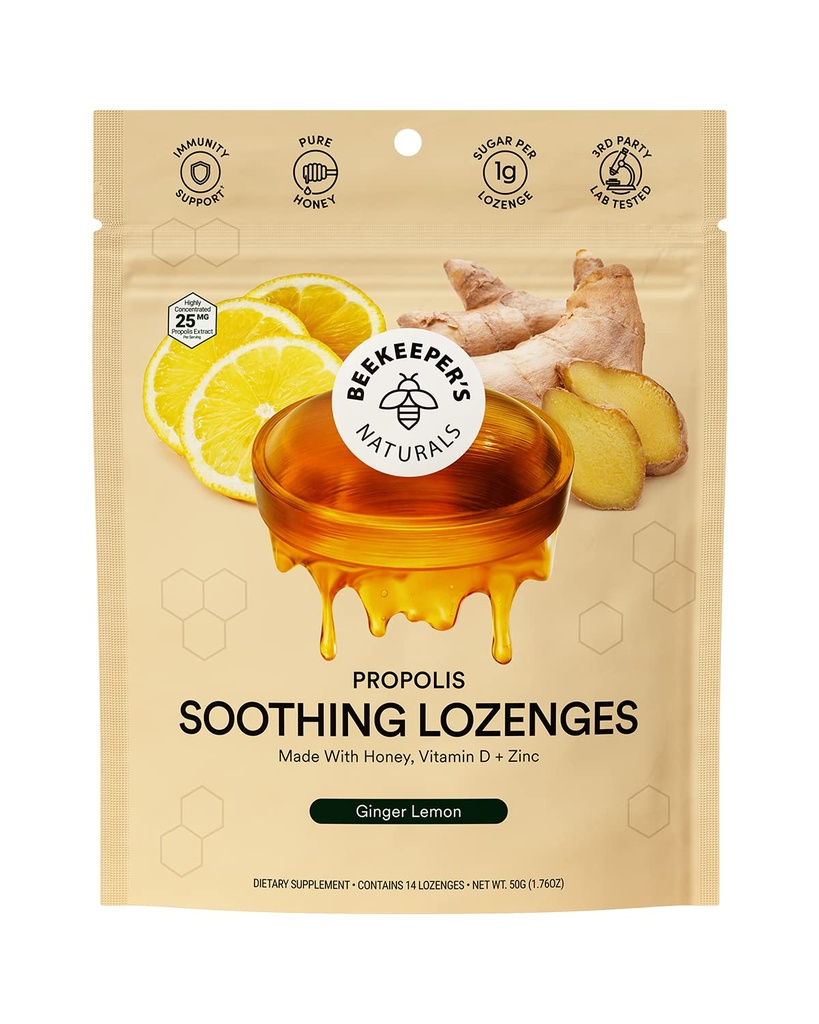 Pszczelarze Naturals Ginger Lemon Lozenges, 14 Ct