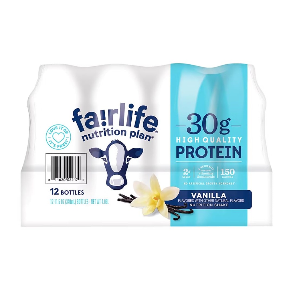Fair Life Nutrition Plan Wysoki poziom białka ciecz wstrząsnąć, Vanilla, 11.5 Fl Oz, Opakowanie po 12