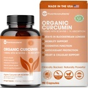 Organiczna kurkumina turkusowa z czarnym pieprzem i BCM- 95 - dla wsparcia zapalnego, Mózg i Zdrowie Immune - 60 Kapsułki turkusowe wegańskie, 1000mg na jedną porcję - Herbal Kurkumina Suplementy