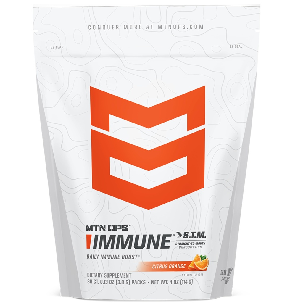 MTN OPS Immune STM Powder Drink Mix, Witamina C, Witamina D, Cynk i przeciwutleniacze do codziennego wsparcia immunologicznego, Nawadnianie i Wellness, 30 Służenia, Flavor Citrus