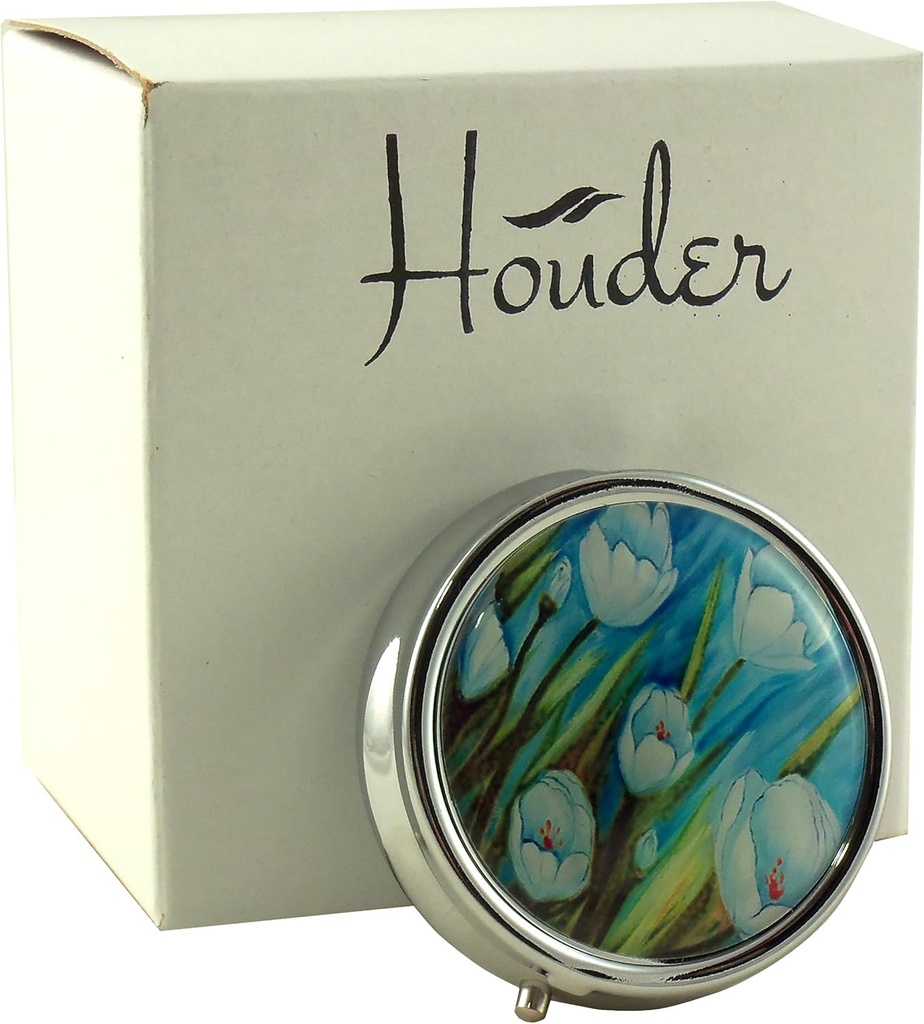 Designer Pill Box by Houder - Dekoracyjny pill Case with Gift Box - Nosić swoje leki w stylu (Tulipany)