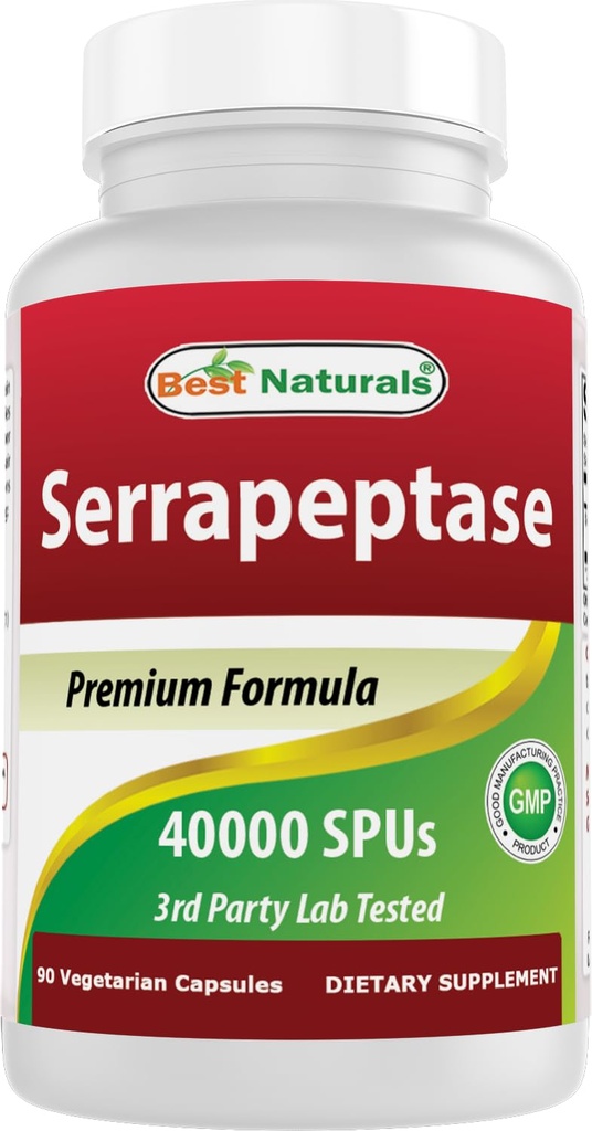 Najlepsi naturalni Serrapeptaza 40000 SPU 90 Vcaps (90 Liczba (Opakowanie po 1))