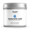 Wysoka czystość Kwas hialuronowy Kapsułki 500 mg - 95% Hyaluronian sodu - Wysoko oczyszczony i biodostępny - Niska masa cząsteczkowa - Nie-GMO Fermentowany - 60 Kapsułki