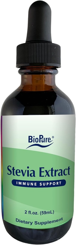 BioPure Stevia Certified Organic Extract - Whole Leaf Herbal Tincture with Bioactive Compounds to Support Immune Function, Microbiome Balance & Gut Health - 2 fl oz