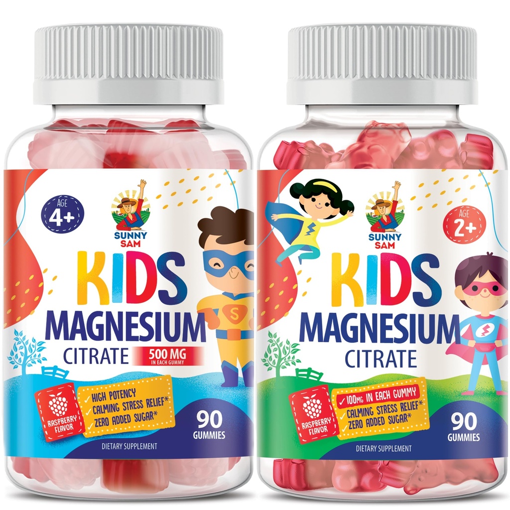 Sanny SAM Magnezu Gummies dla dzieci i dorosłych - Spokojnie Magnezu Chews - Magnezu Citrate Chewable Suplement do nastrojów i wsparcia mięśni