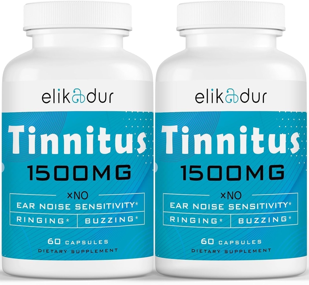 1500 MG szum w uszach obrączkowych, suplement do szum w uszach w uszach w uszach, preparetarny mieszanka ziołowa, uszny szum w uszach w uszach dla mężczyzn, (60 czapek, 2-pack)