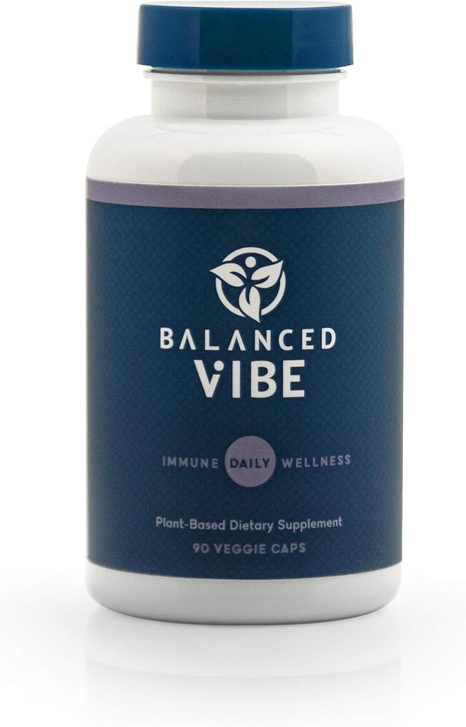 Zbalansowany system immunologiczny Vibe + Support Stress - 90 Blendable kapsułki. Organic Astragalus, Reishi & Shiitake Mushrooms, Ginseng, Ashwagandha