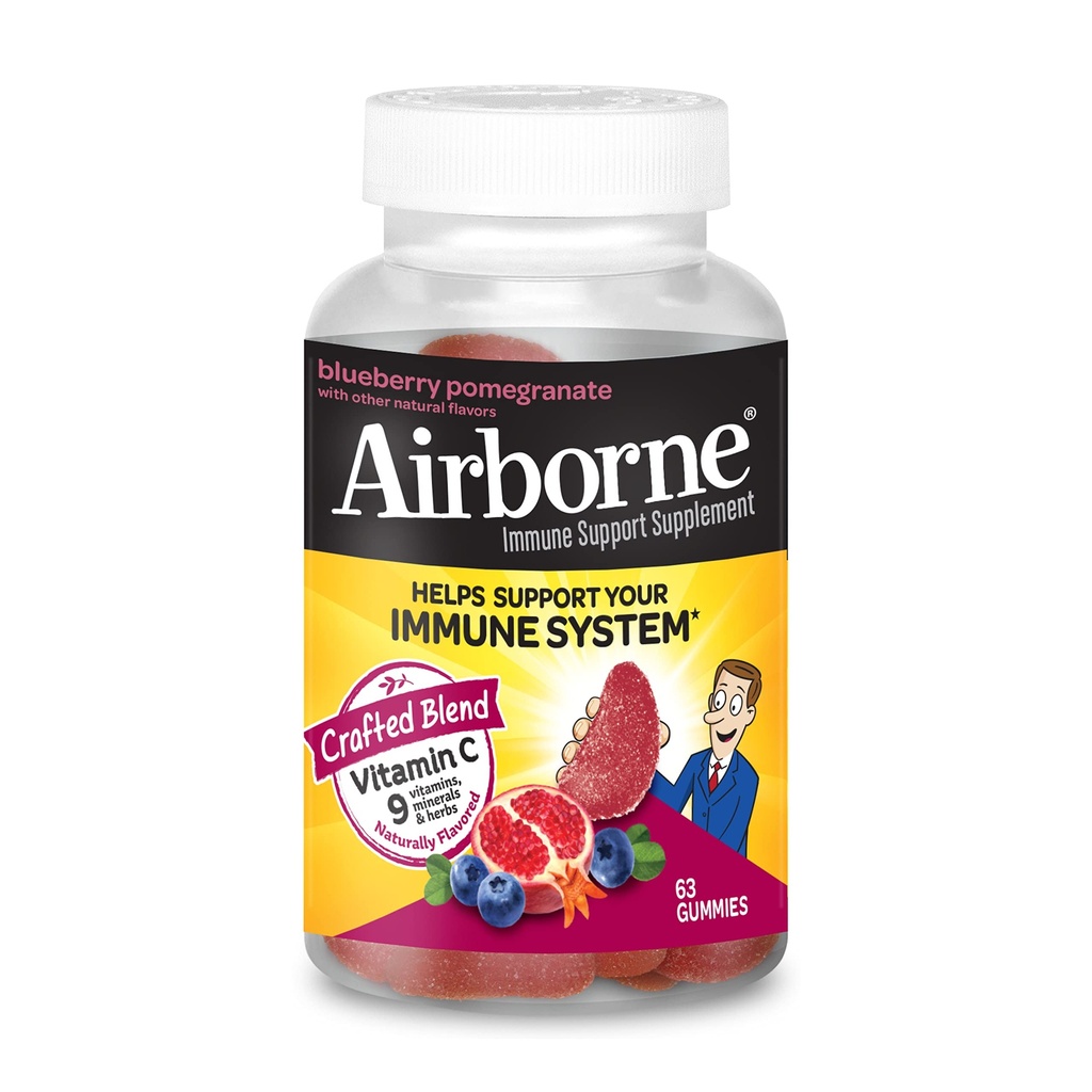 Powietrze 750mg Gummies witaminy C Dla dorosłych, Suplement wsparcia immunologicznego z potężnymi antyoksydantami Witaminy A C & E - 63 Gummies, Pomegranat Blueberry Flavor