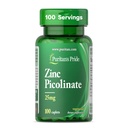 Puritan 's Pride Cynk Pikolinian Cynk 25 mg z wapniem i fosforem, Wegetariański suplement diety dla układu immunologicznego, Metabolizm energii, Podział komórek i wsparcie wzrostu, 100 Kaplety