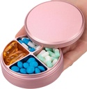 Metal Pill Organizator 4 Komory - Przenośny Pill Case Daily, wodoodporny Pill Box for Purse, Compact Pill Holder Medicine Container Dispensers for Witamina Cod Wątroba Suplement oleju różowy