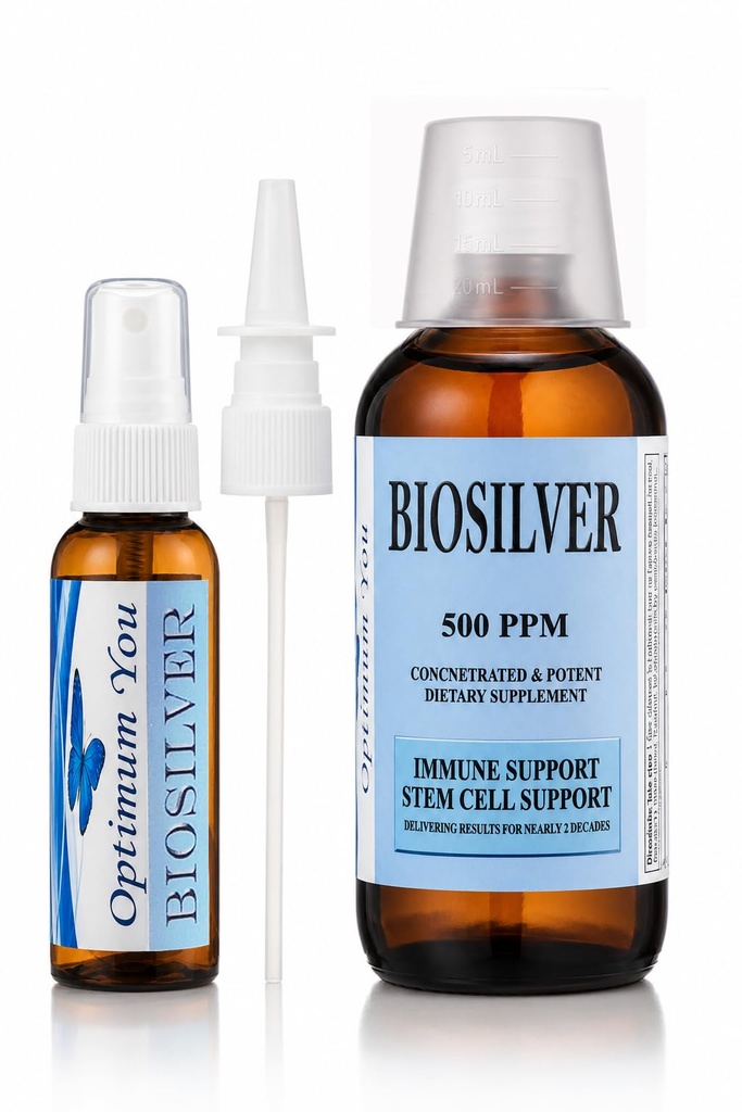BIOSILVER 124; Silny płyn koloidalny 124; 500 ppm, Dodatkowa siła, 8 oz z butelką rozpylającą 124; Immune & Stem Cell Support 124; Pielęgnacja ran i Superior Healing