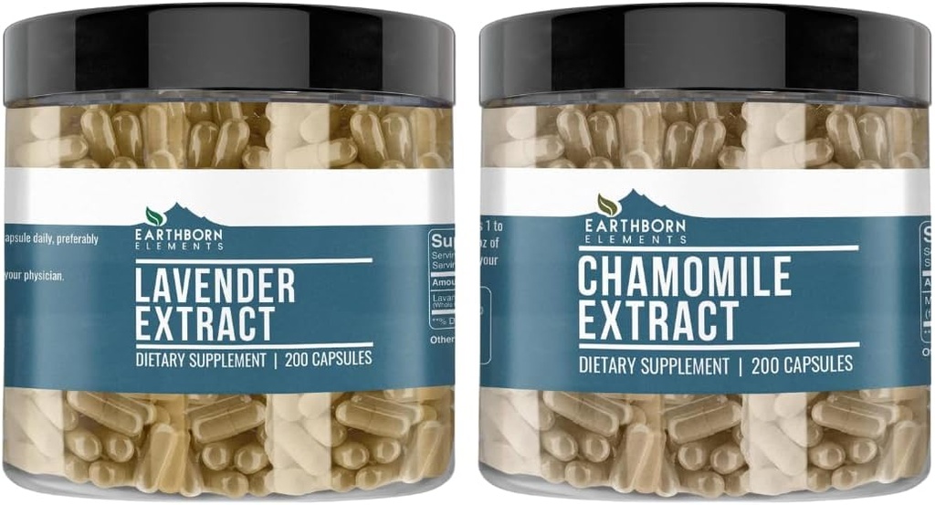 Earthborn Elements Rumomile Extract and Lavender Extract Bundle, 200 Kapsułki, Czysty i Nierozcieńczony, Brak dodatków