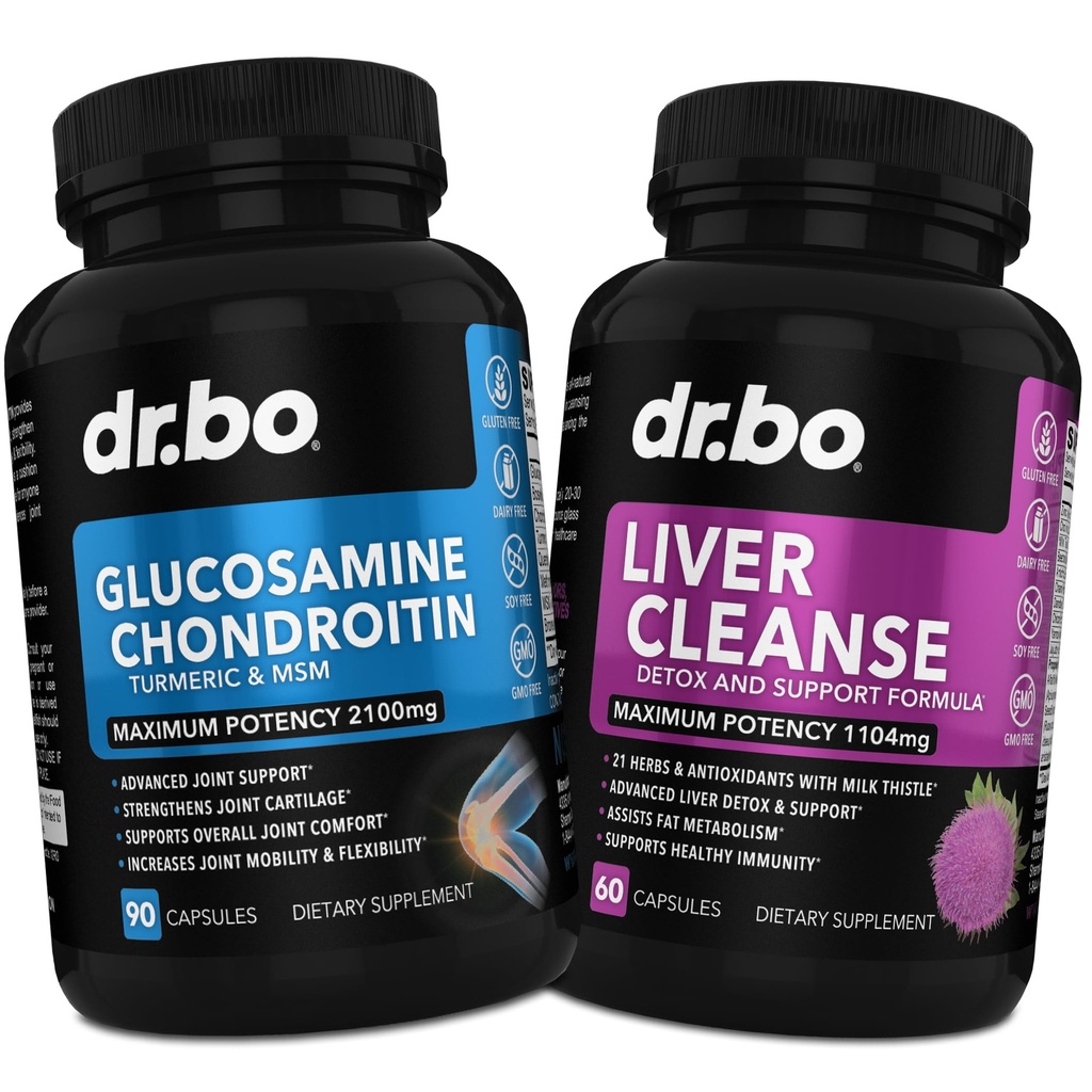 Glukozamina Chondroitin MSM Turmeric & Liver Cleanse Detox - Joint Health Supplement Knee Bone Joints, Liver Cleanse Detox Support - Joint Supplement Supples Glukozaminy