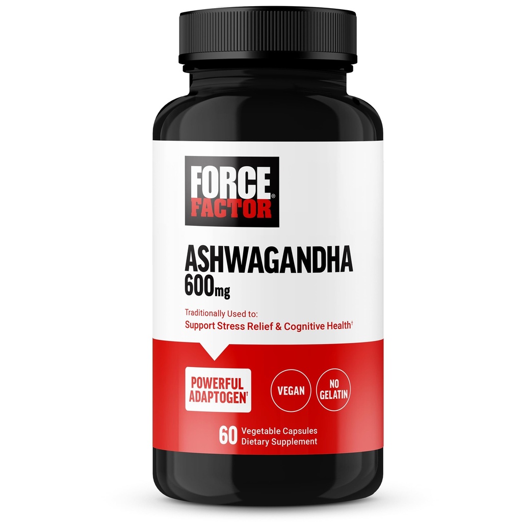 FORCE FAKTOR Ashwagandha Suplementy wykonane z premium Wegan Ashwagandha Proszek, Adaptogens do wsparcia stresu i zdrowia kognitywnego, No Gelatin, Non-GMO, 60 Kapsułki