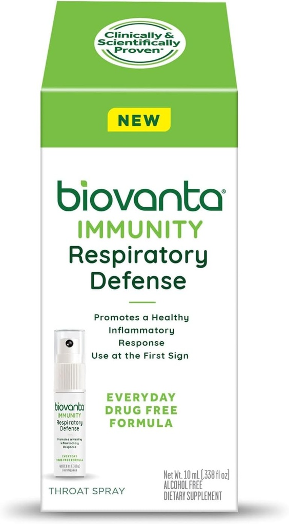 Biovanta Immunitet Spray Gardło, 10 ml, Naturalne wsparcie immunologiczne i kojące ból gardła Ulgi, Obrony układu oddechowego, Prebiotyki do wspierania Gut zdrowia