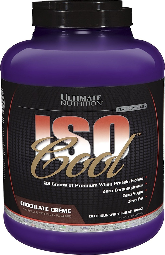 Ultimate Nutrition ISO Cool Serwatka Isolate Protein Powder - Keto- Friendly - Cukier, Węgiel i Tłuszcz - 23 Gramy białka na serwowanie, Czekolada, 5 funtów