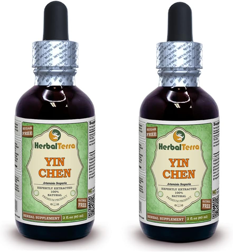 Yin Chen, Capilary Wormwood (Artemisia Scofaria) Glicerite, Suchy Herb Free Alcohol Liquid Extract (Nazwa firmowa: HerbalTerra, Proudly made in USA) 2x2 fl.oz (2x60 ml)