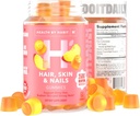 Zdrowie przez Habit Hair, Skóra i Nails Supplement (60 Gummies) - 2500mcg Biotin, Witamina C, Witamina E, Silne paznokcie, Peach Flavor, Wegan, Gluten Free, Non-GMO