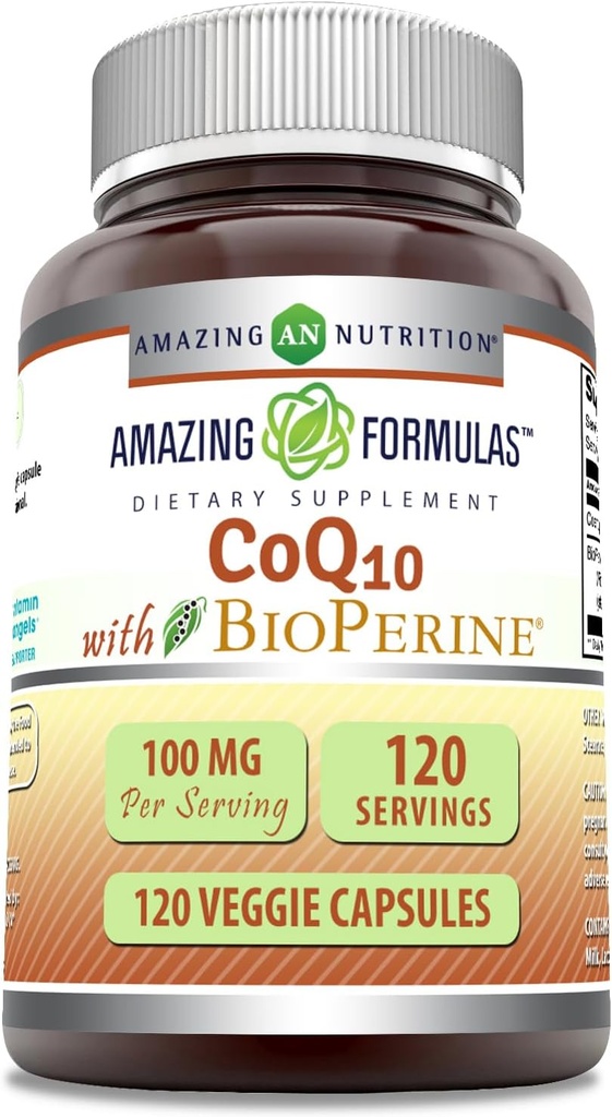 Niesamowite CoQ10 z BioPerine 100 Mg Xi124; Suplement Kapsułki wegetariańskie XI124; Non-GMO XI124; Gluten- Free Xion124; Made in USA (1 Pack Xion124; 120 Count)