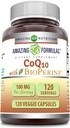 Niesamowite CoQ10 z BioPerine 100 Mg Xi124; Suplement Kapsułki wegetariańskie XI124; Non-GMO XI124; Gluten- Free Xion124; Made in USA (1 Pack Xion124; 120 Count)