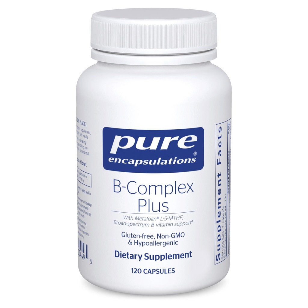 Pure Encapsulations B- Complex Plus - B Vitamins Supplement to Support Neurological Health, Cardioviral Health, Energy Levels & Nerwowy System Support * - z witaminą B12 & More - 120 kapsułki