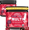 Lama Naturals Dzieci Multivitamin Gummies, Wegan, Organic z witaminą D, C & K, Toddler Prawdziwe owoce Gummy Witaminy, suplement do żucia, Całość żywności Multivitamina, Nie dodawany cukier trzciny cukrowej, Cherry, 2 Pk