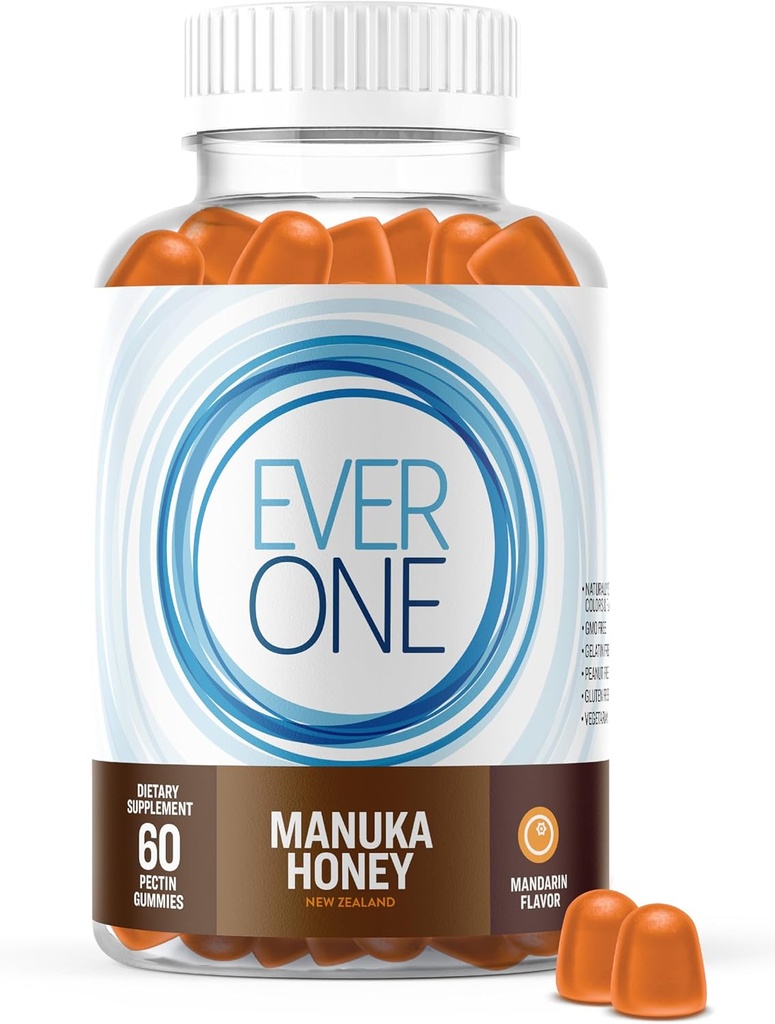 Ever One Manuka Honey New Zealand Gummies - Naturalny suplement wsparcia immunologicznego - wegetarianin, Żelatyna Free - Pyszne mandarynka aromat odporności Gummy witaminy