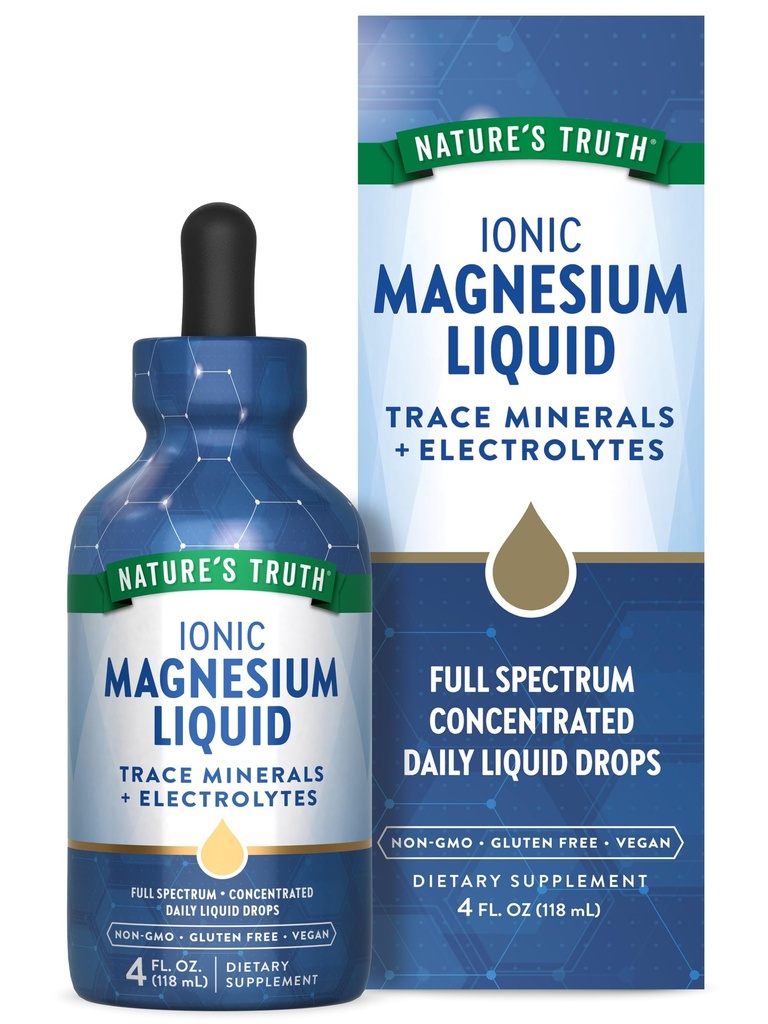 Nature 's Truth Ionic Magnezu płynne krople 124; 200mg 124; 4 Fluid Ounces X124; z elektrolitami i śladami minerałów 124; Wegan, Non-GMO & Gluten