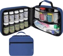 Duża, wyściełana butelka butelka organizer, Medicine Bag, Case, Carrier for Medications, Witaminy, i Dostawy medyczne - Travel Medicine Organizer and Home Storage Med Bag - Blue (Bez blokady)