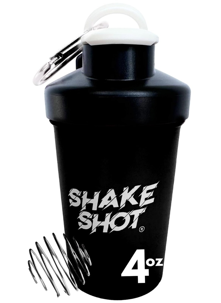 Czarna - 4oz Mini butelka shaker do wstępnego treningu, Kreatyna, małe suplementy Scoop (Nie dla białka) Clip & Shaker Ball
