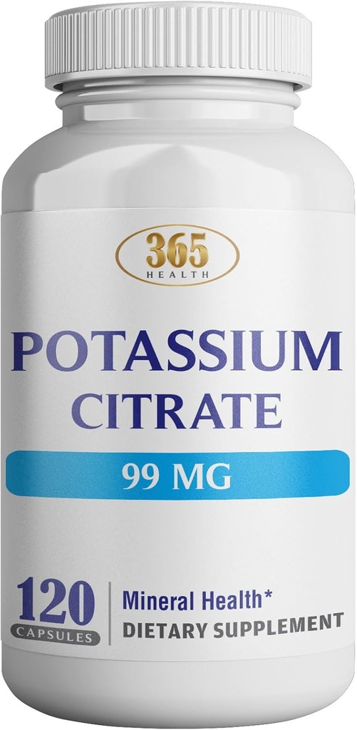 Zdrowie Potas (Citrate) - Podstawowe uzupełnienie elektrolitów do wsparcia Nerve & Muscle Function Heart Health & Energy * - Cytrynian potasu kapsułki - 120 kapsułki