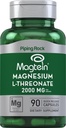 Piping Rock Magnezu L- Threonian Kapsułki 124; 2000mg 124; 90 Tabletki 124; z Magtein 124; Suplement dla mężczyzn i kobiet 124; Non-GMO, Gluten Free