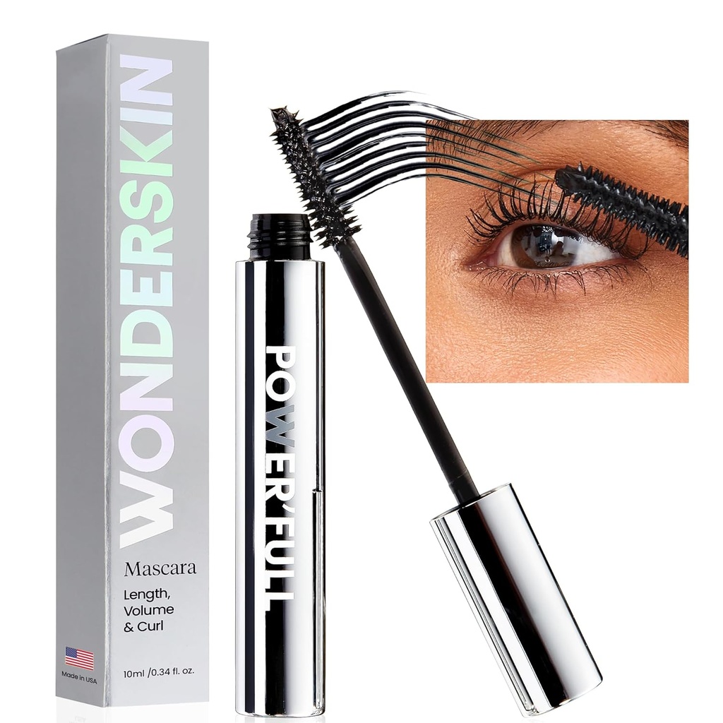 Wonderskin Mascara - Black Mascara dla głośności, długości i curl - Wydłużenie, Volumizing & Smudge Proof Lash Makeup