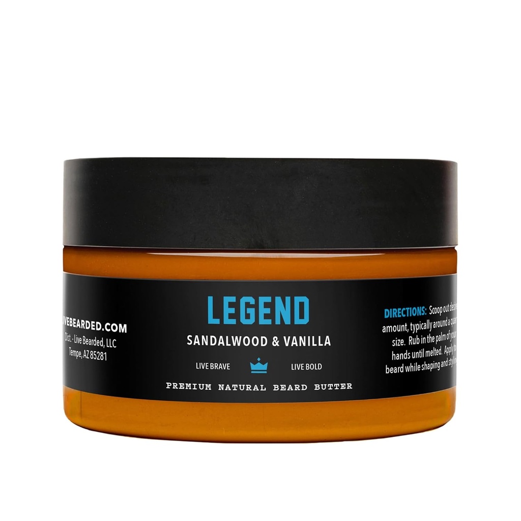 Masło beard na żywo, 3 fl oz - Made in the USA - All- Natural Leave- in Conditioner and Softener with Shea Beard 124; Legend Scent - Sandalwood, Vanilla