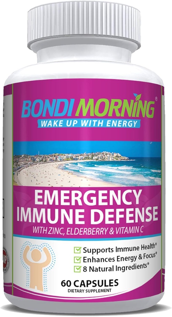 Emergency Immunity Supplements Supplements Vitamin - Witamina C z tabletkami cynku + Elderberry Extract Bolster Response Immune System, Digestive Health, Energy, and Focus, 60- Count
