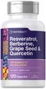 Horbäach Resveratrol Berberine Grape Seed & Quercetin Budapeszt 124; z Blueberry & Red Wine Extract Detail 124; 120 Kapsułki Detale 124; Non- GMO, Gluten Free & suplement wegetariański