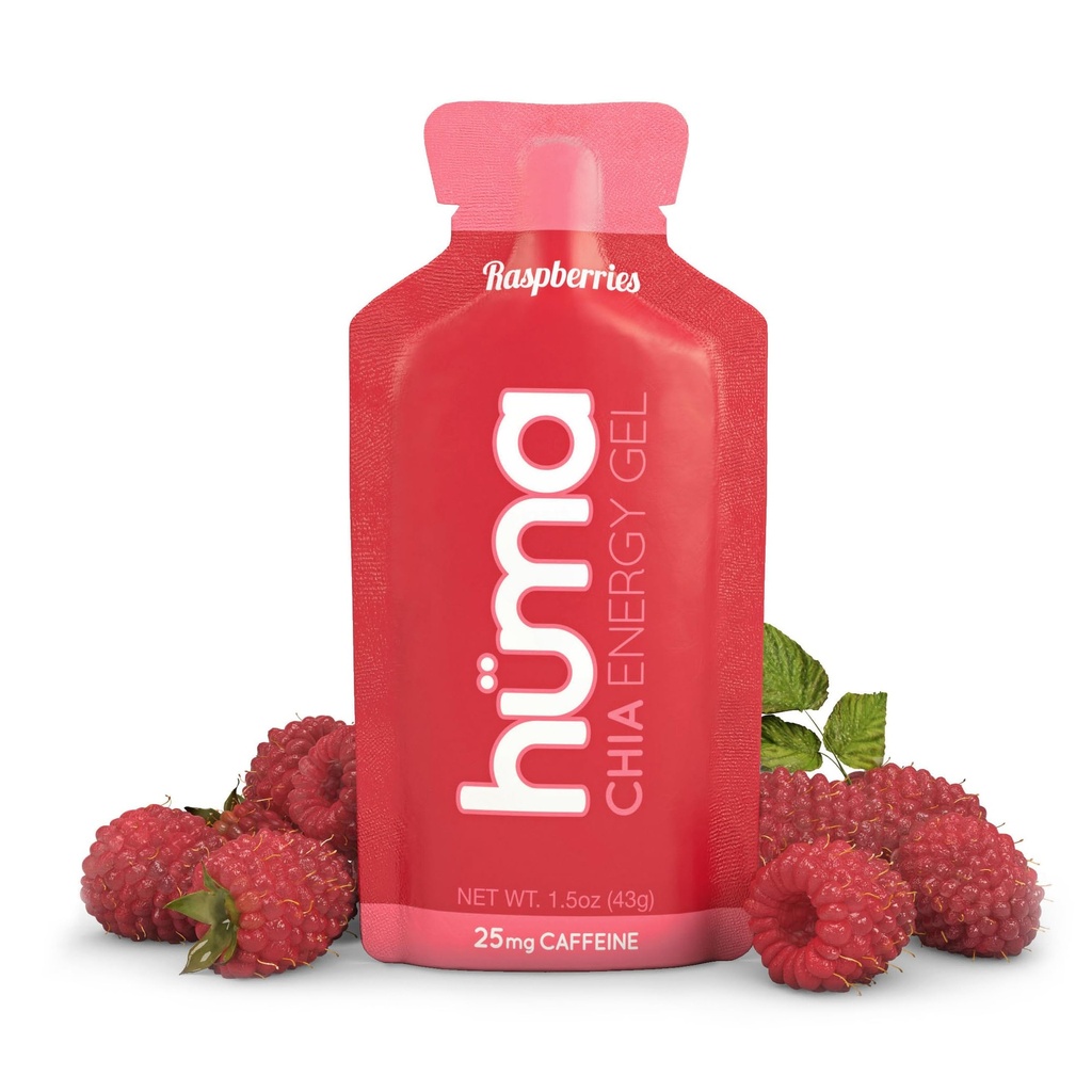 Huma Chia Energy żel, Maliny, 12 żel, 25 mg kofeiny na pakiet - Premier Sports Nutrition for Endurance Ćwiczenia