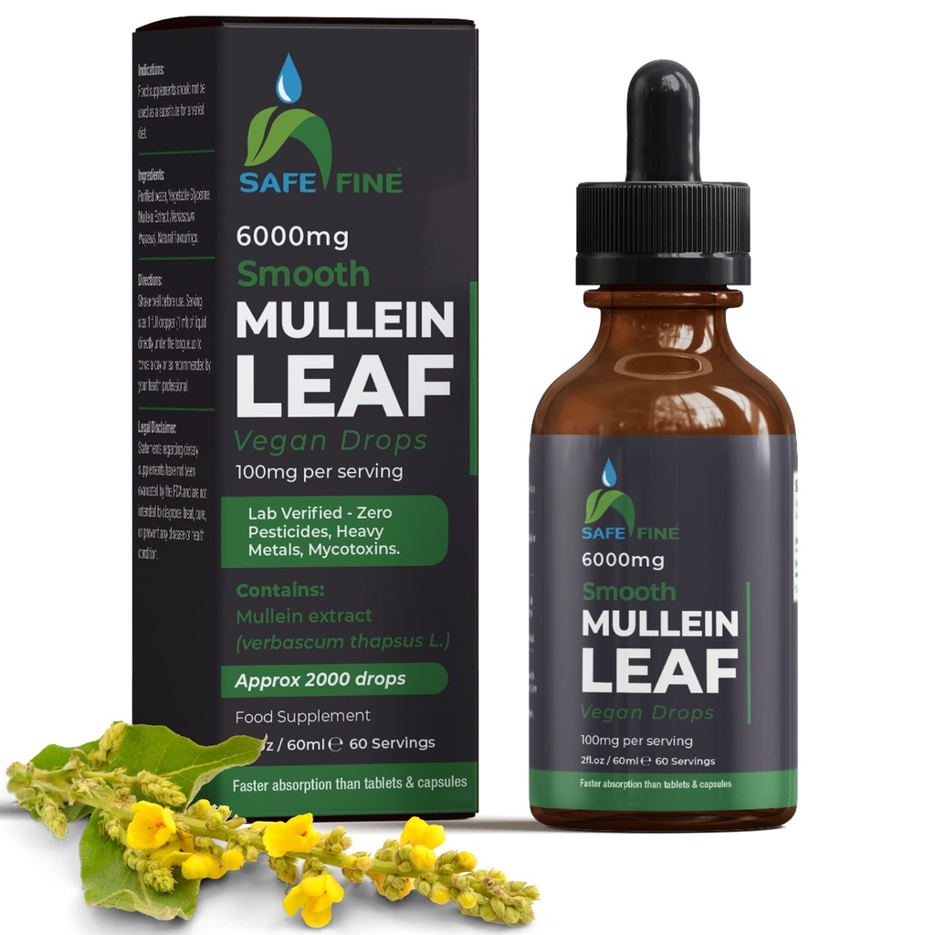 Organic Mullein Tincture Drops for Respiral Health - Natural Lung Support, Alcohol- Free, Vegan, Non-GMO, Herbal Extract, 2 fl oz (60ml) Natural Sleep Aid & Immune Support