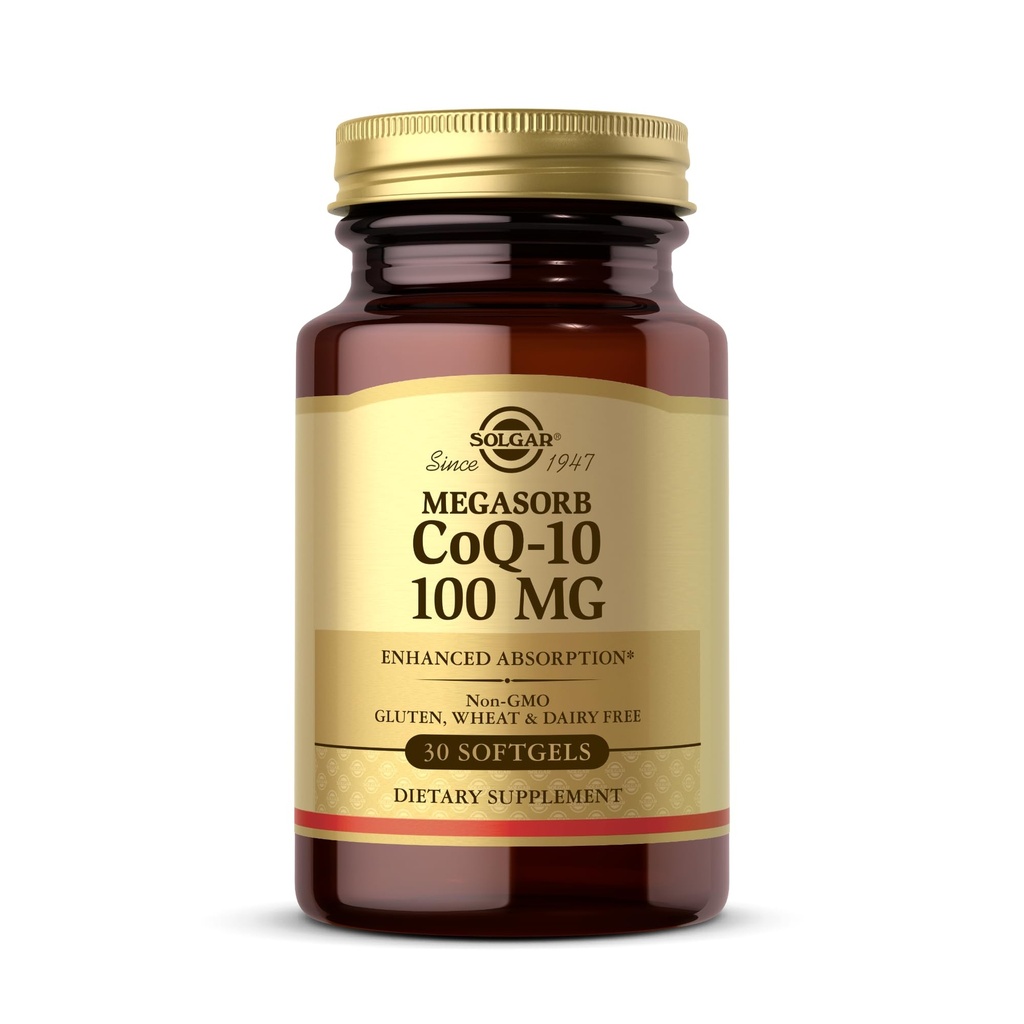 Solgar Megasorb CoQ- 10 100 mg - 30 Softgels - Zwiększona absorpcja - Non-GMO, Gluten Free, Dairy Free - 30 Służenie