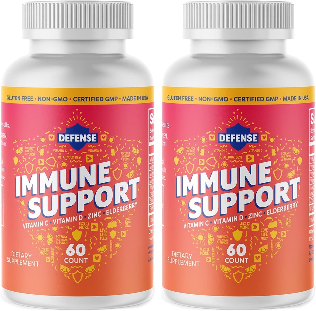 Supplement for Adults |30 Day Supply | High Potency | Immune Boost for Men and Women with Vitamin C, Zinc, Elderberry, and Vitamin D3, Daily Antioxidant, Non GMO, Gluten-Free |