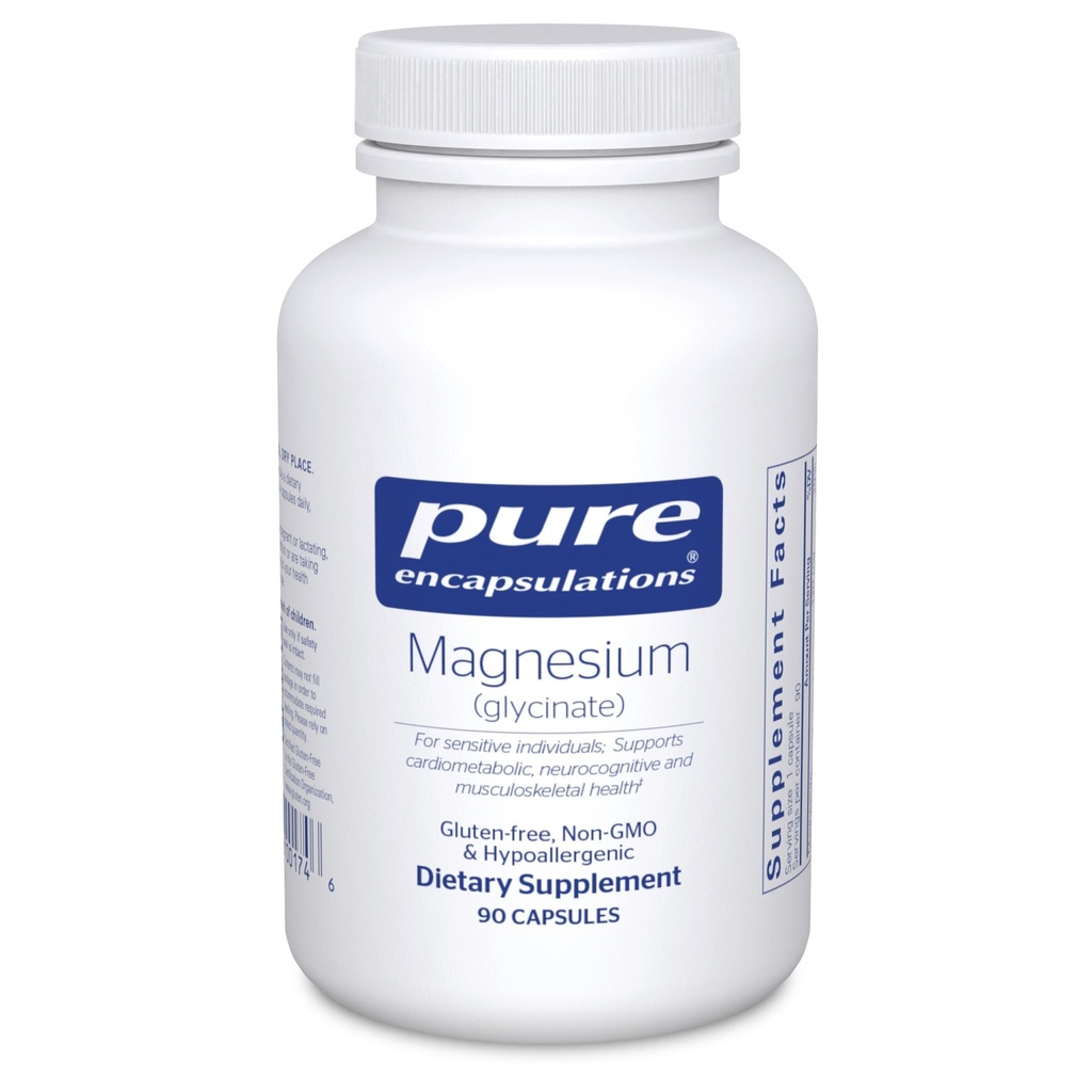 Pure Encapsulations Magnezu (Glicynian) - Suplement do wspomagania odprężania, snu, zdrowia serca, nerwów, mięśni i metabolizmu * - z Magnezu Glycinate - 90 Kapsułki