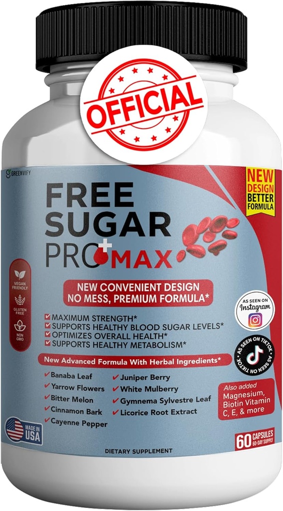 Darmowy Sugar Pro Max Wszystkie Naturalna Formuła do utrzymania zdrowych poziomów, Maksymalna moc Codzienne Formuła, Recenzje zdrowia cukru krwi (1 Pack - 60 kapsułki)