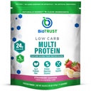 BioTrust Low Carb Protein Powder - Pyszny serwatka i kazeina Mieszanka z Grass- fed Hormon Free Krowy - Nie GMO, Gluten Free (Strawberry Banana)