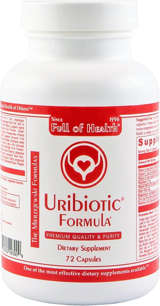 Formuła urybiotic [72 kapsułki] Od 2003 - Zaawansowane wsparcie dla pęcherza moczowego, Prostate & Nerki Zdrowie 124; Suplement diety 124; 60 Składniki jakości