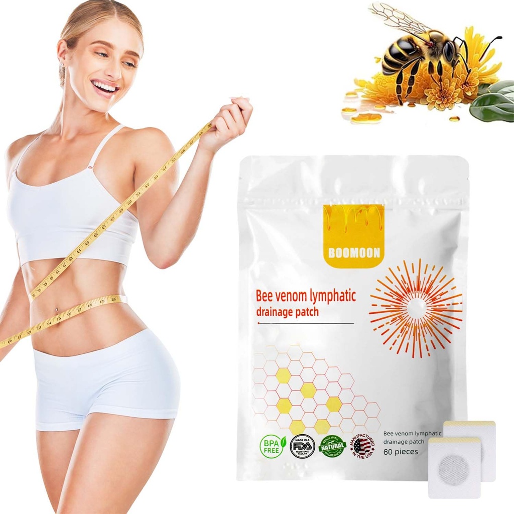 KLIFE 60PCS Bee Venom Navel Patches, Bee Venom Lymphatic Drainge Navel Patches, Bee Venom Navel Patches for Women & Men (60pcs / 1 Bags)