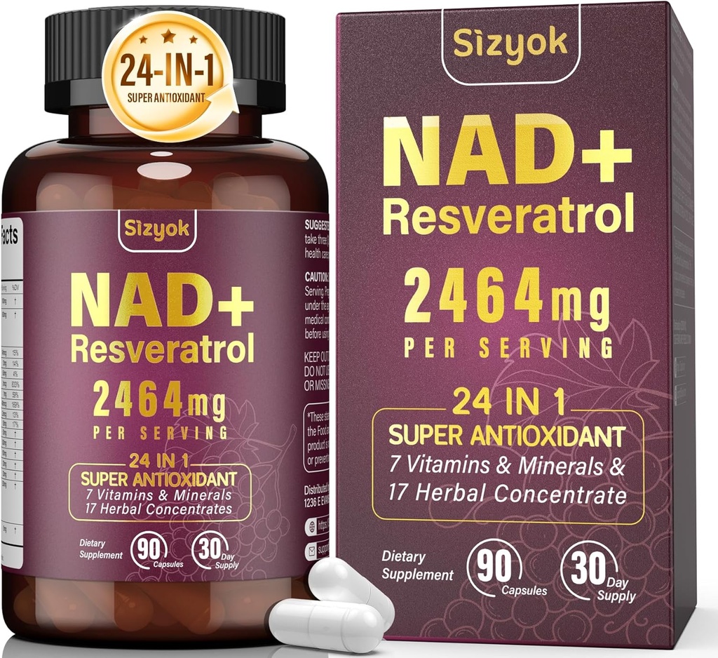 Suplement NAD, Liposomal NAD + Suplement z Resveratrol, NAD Resveratrol Suplement - Boost NAD + do obrony starzenia, Energia, Focus - Ultra przeciwutleniacz kapsułki 27