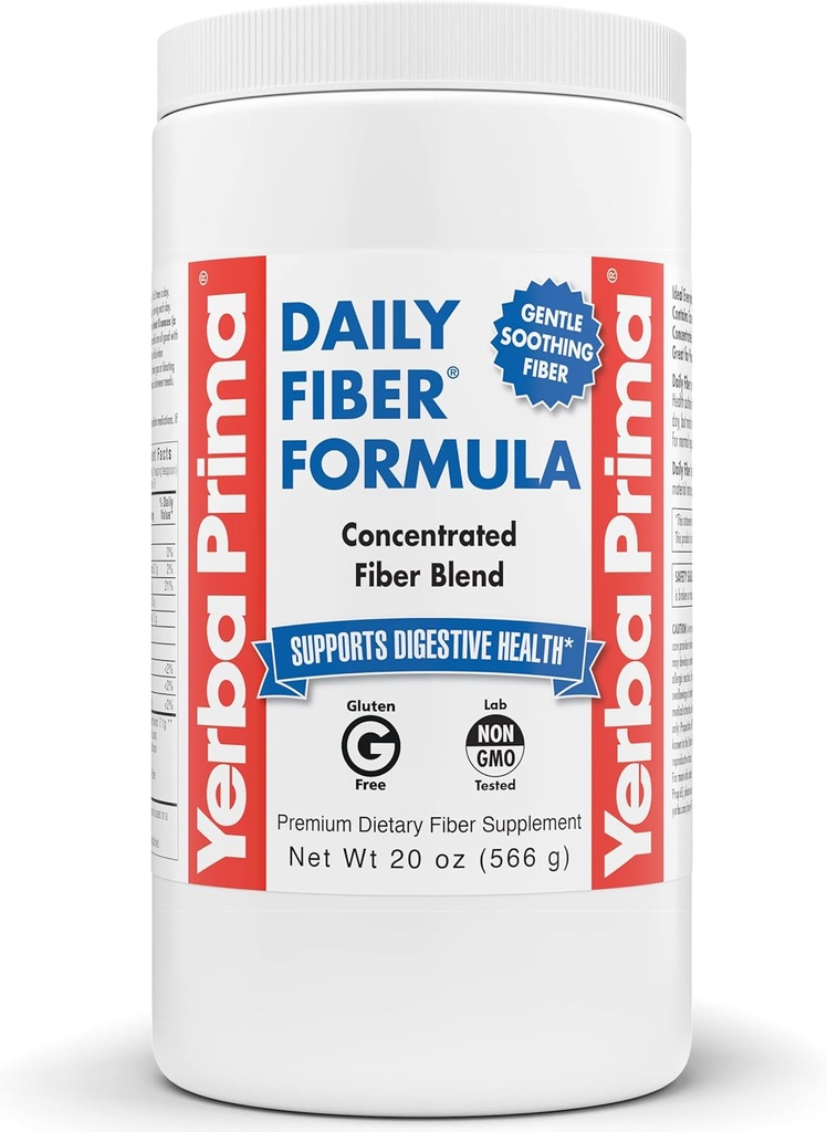 Yerba Prima Daily Fiber Formula - 20 oz Proszek - Nieflawored, Mieszanka koncentratu rozpuszczalnego / nierozpuszczalnego, Pyllium Seed Husks, Acacia Gum, Apple Fiber for Bulk - Suplement do napełniania dietetycznego - Regularność