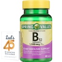 Spring Valley Timed- Release Witamina B12 Tabletki, 1000 Mcg, 60 Hrabia, B12 Kompleks dla kobiet i mężczyzn z 45 Cukrzyca Decoded