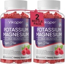 Potasu Magnezu Gummies 500 mg Bez cukru Glycinate suplement z magnezu L- Threonian, Witamina D3, Ulepszone skurcze nóg, Mięśnie, Heart Health dla dorosłych Malina Flavor 180